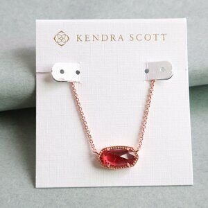 Kendra Scott Elisa Rose Gold Berry red glass Necklace fashion